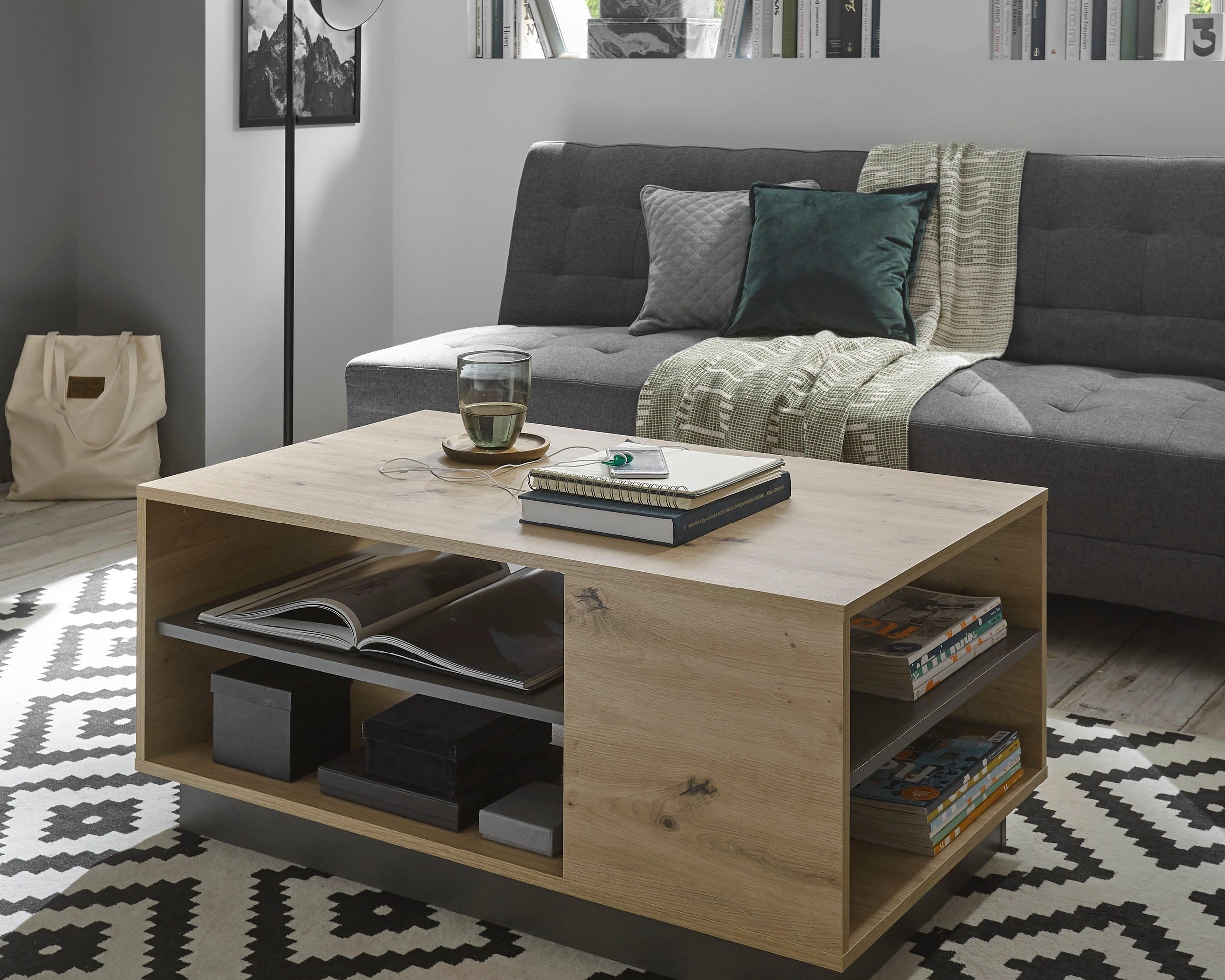 Măsuță de cafea Clair 100 cm, PAL, cu raft Arboteca