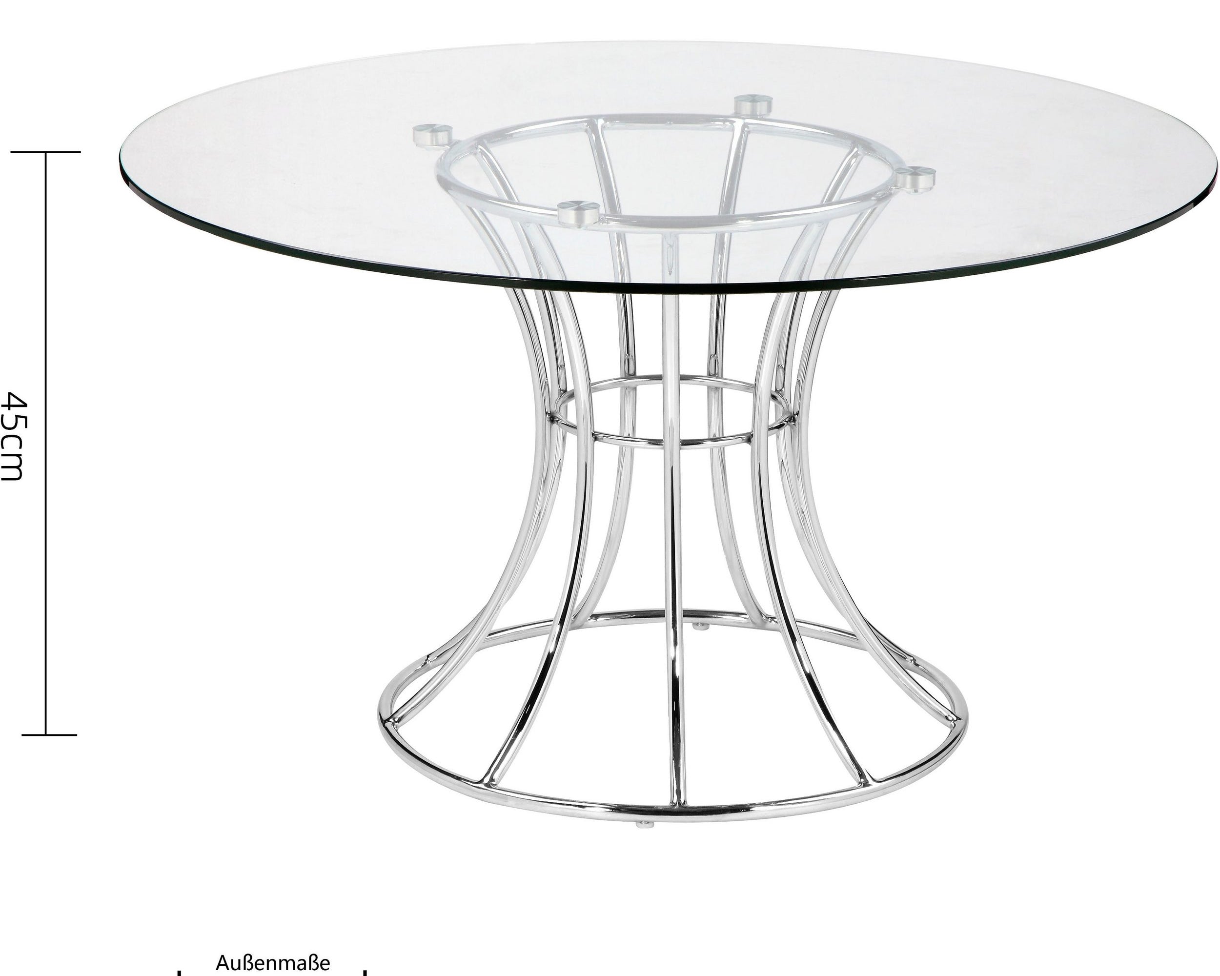 Masuță de cafea sticlă Danice, cadru metalic, rotundă, 80 cm diametru Arboteca