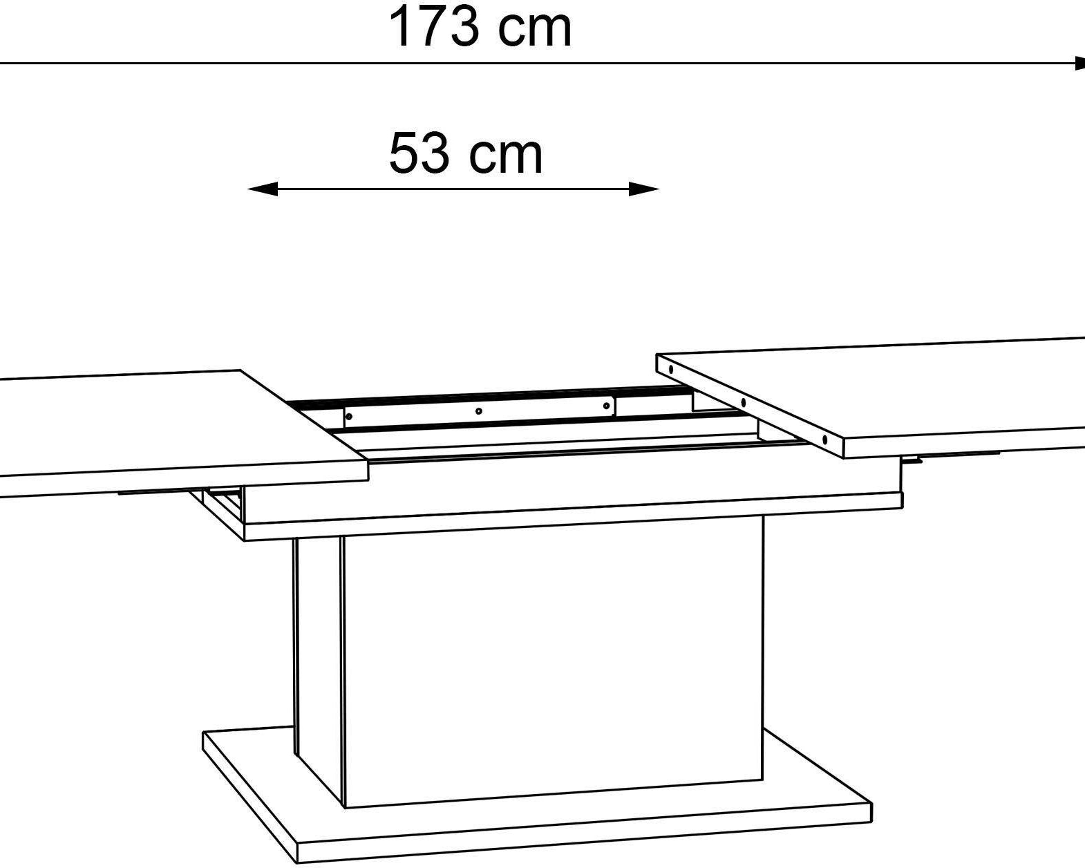 Masuță de cafea Forte, cu spațiu de depozitare, alb lucios/stejar, 120 cm lățime Arboteca