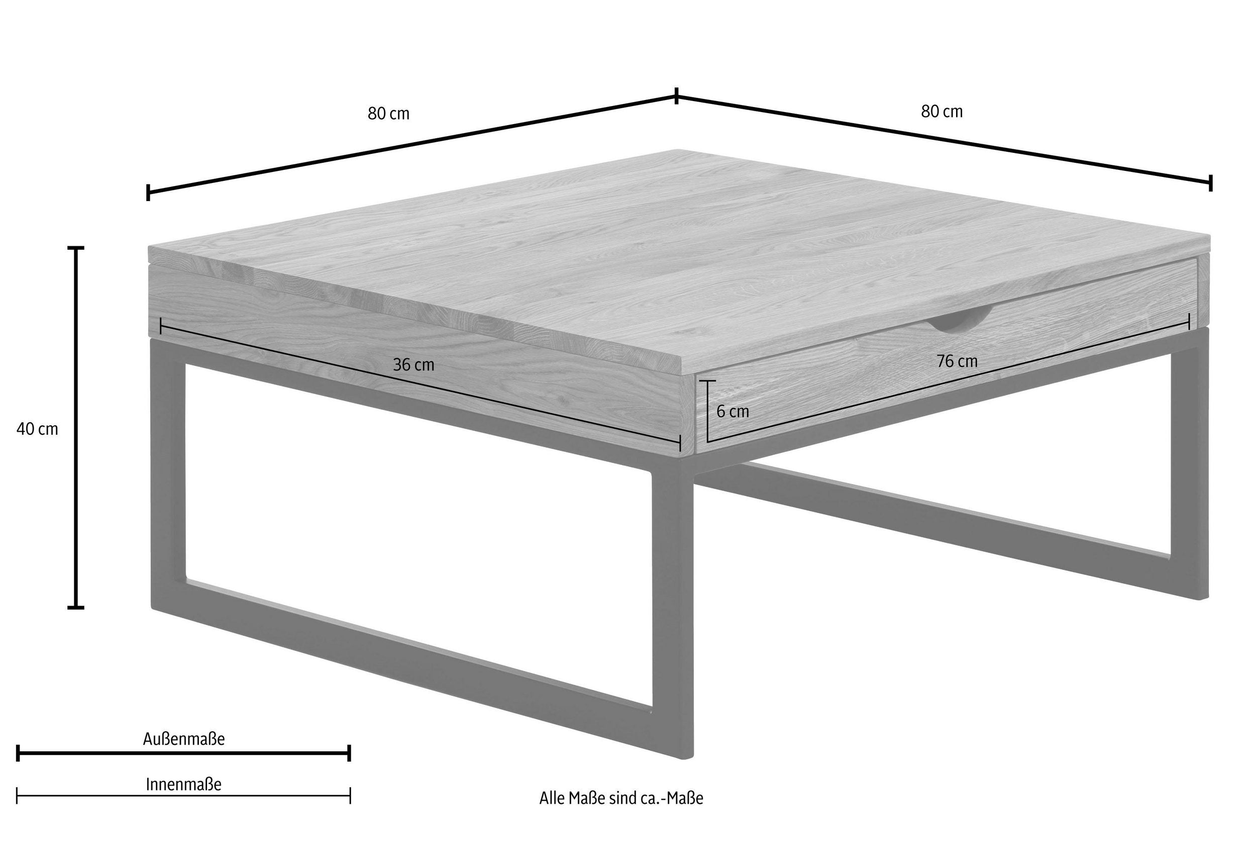 Masuta de cafea Betula, lemn masiv, 80 cm latime Arboteca