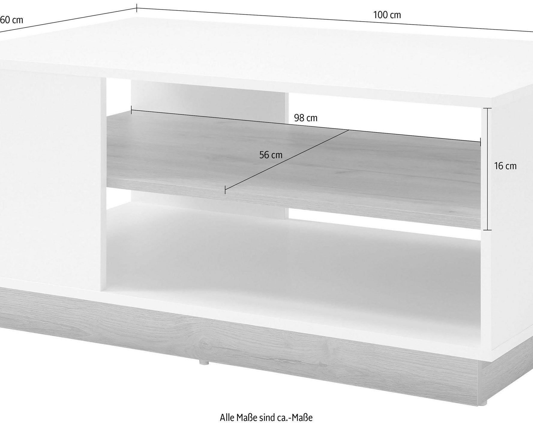 Măsuță de cafea Clair 100 cm, PAL, cu raft Arboteca