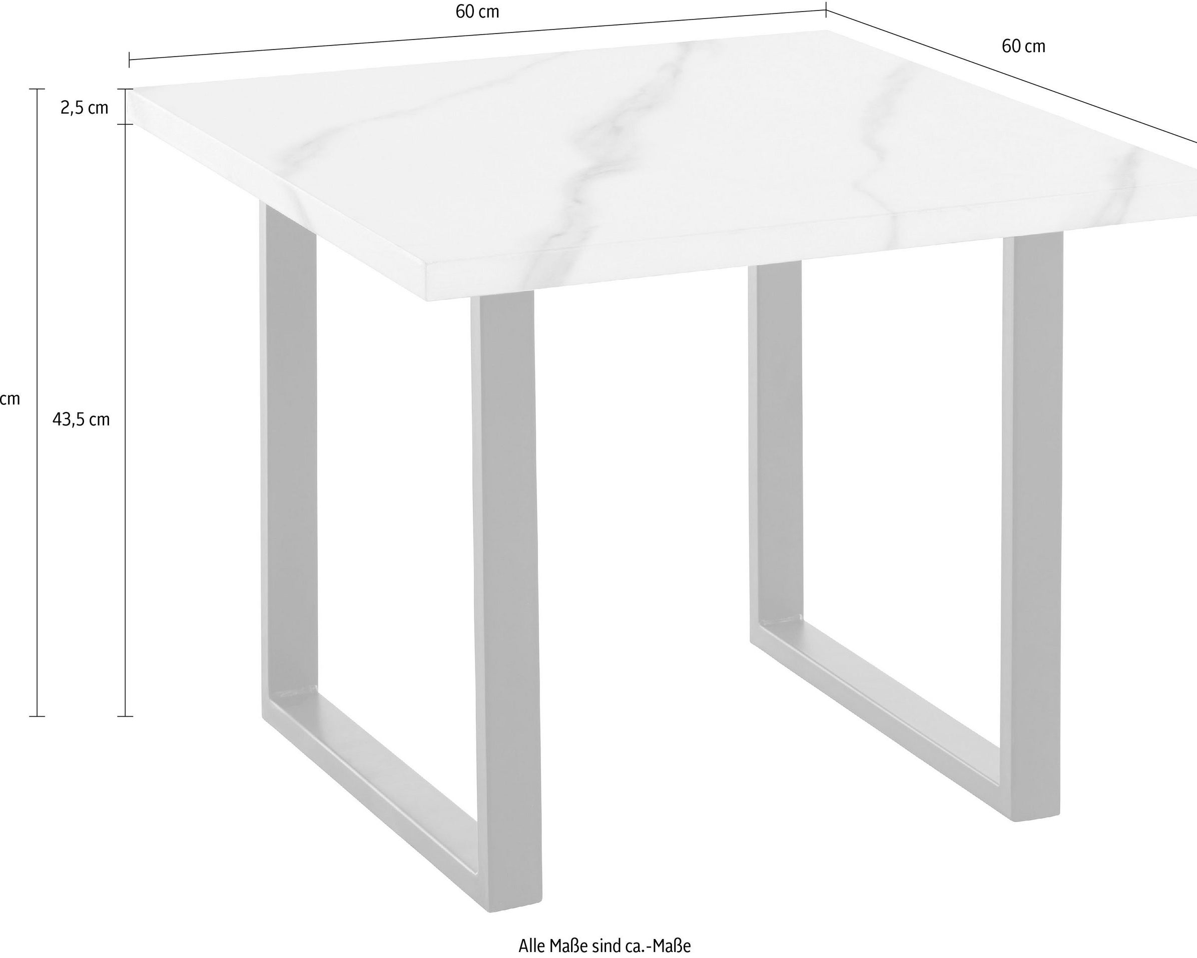 Masuță de cafea MDF Madox, aspect marmură, cadru metalic negru, 60 cm Arboteca