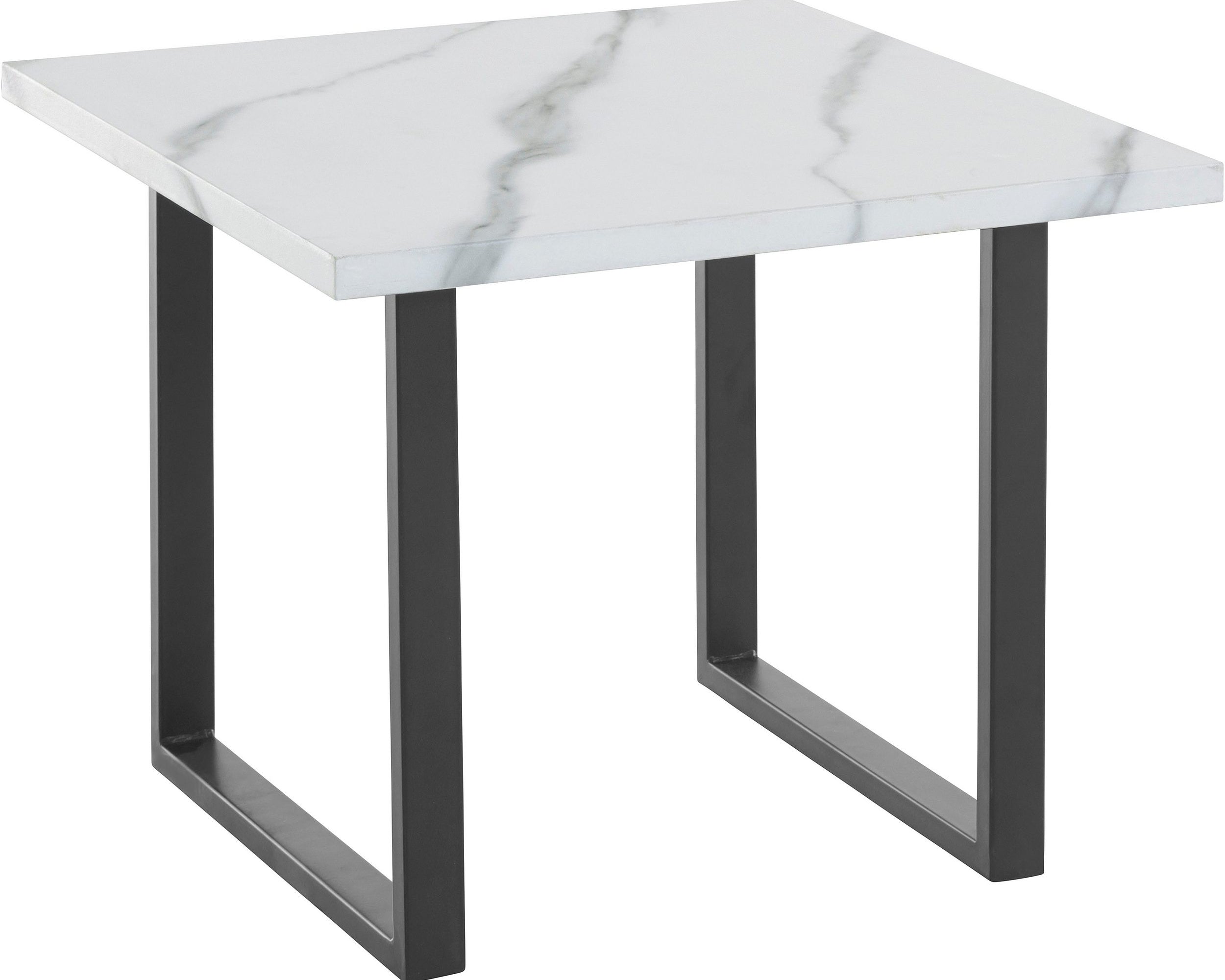 Masuță de cafea MDF Madox, aspect marmură, cadru metalic negru, 60 cm Arboteca