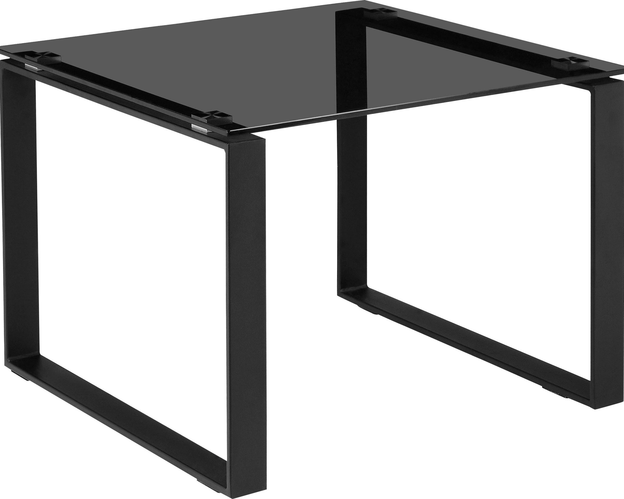 Masuță de cafea sticlă Simsbury, cadru metalic negru, pătrată, 60 cm Arboteca