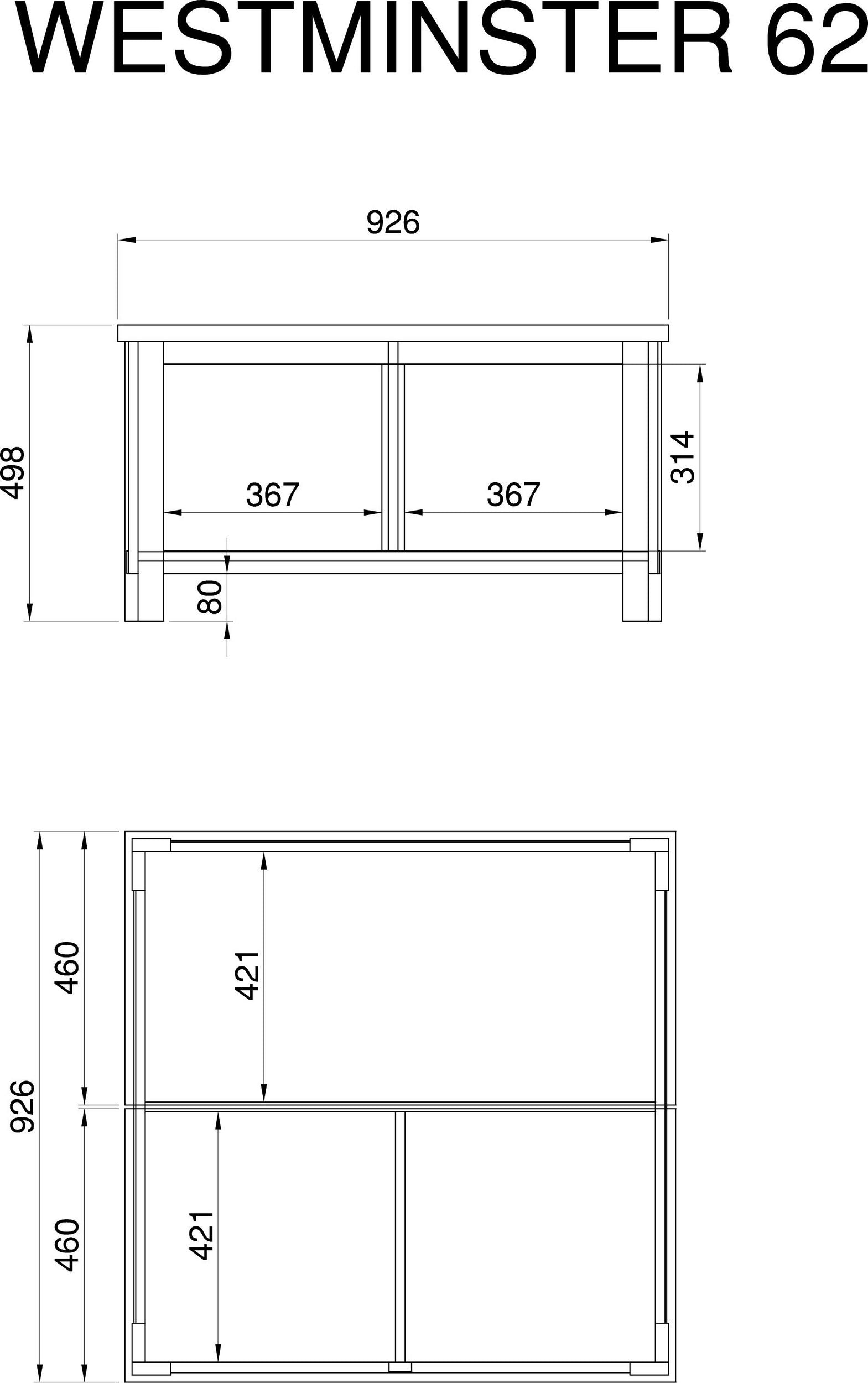 Masuta de cafea Westmister, Gri, 93 cm latime Arboteca