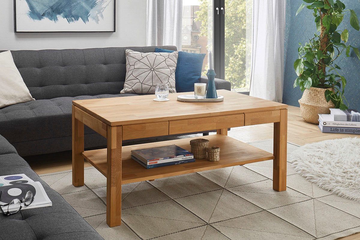 Masuta de cafea Salem, lemn masiv, Sertar, 115 cm latime Arboteca