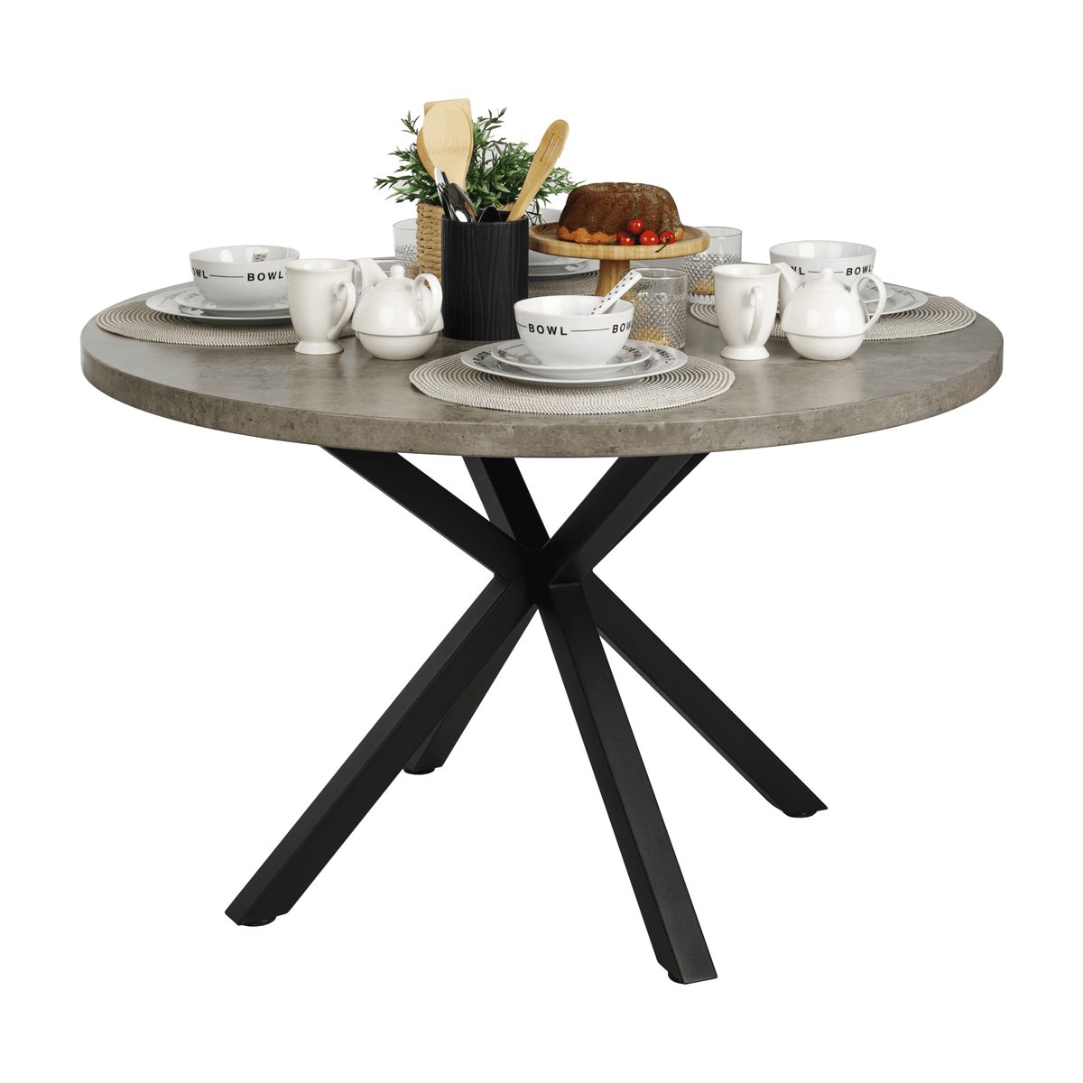 Masă de luat masa KRAPINA, gri carbon / negru, diametru 120 cm Kondela