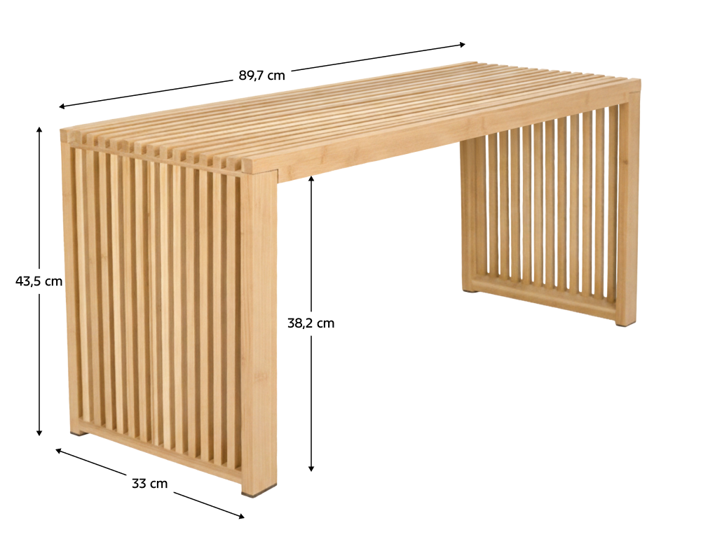 Bancă, bambus, 89.7x33x43.5 cm Kondela