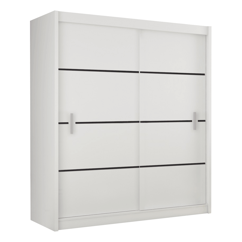 Dulap cu uși glisante MERINA 203, alb/negru, 203x215 cm Kondela