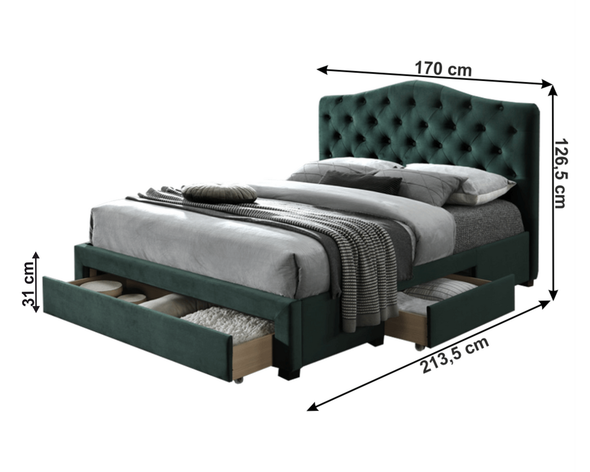 Pat PROVINS, catifea Velvet smarald, 160x200, 170x213.5x126.5 cm Kondela