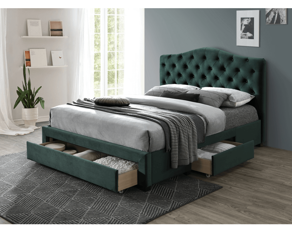 Pat PROVINS, catifea Velvet smarald, 160x200, 170x213.5x126.5 cm Kondela