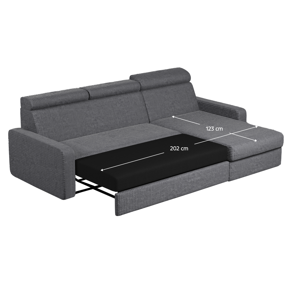 Set canapea de colț AJACCIO, gri, pe dreapta, 236x170x68 cm Kondela
