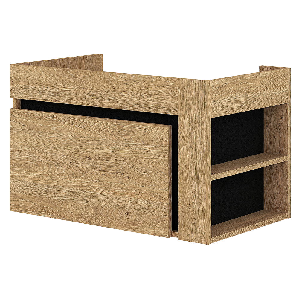 Dulăpior de pus sub chiuvetă UTRERA 80, stejar auriu/negru, 80x45.5x48 cm Kondela