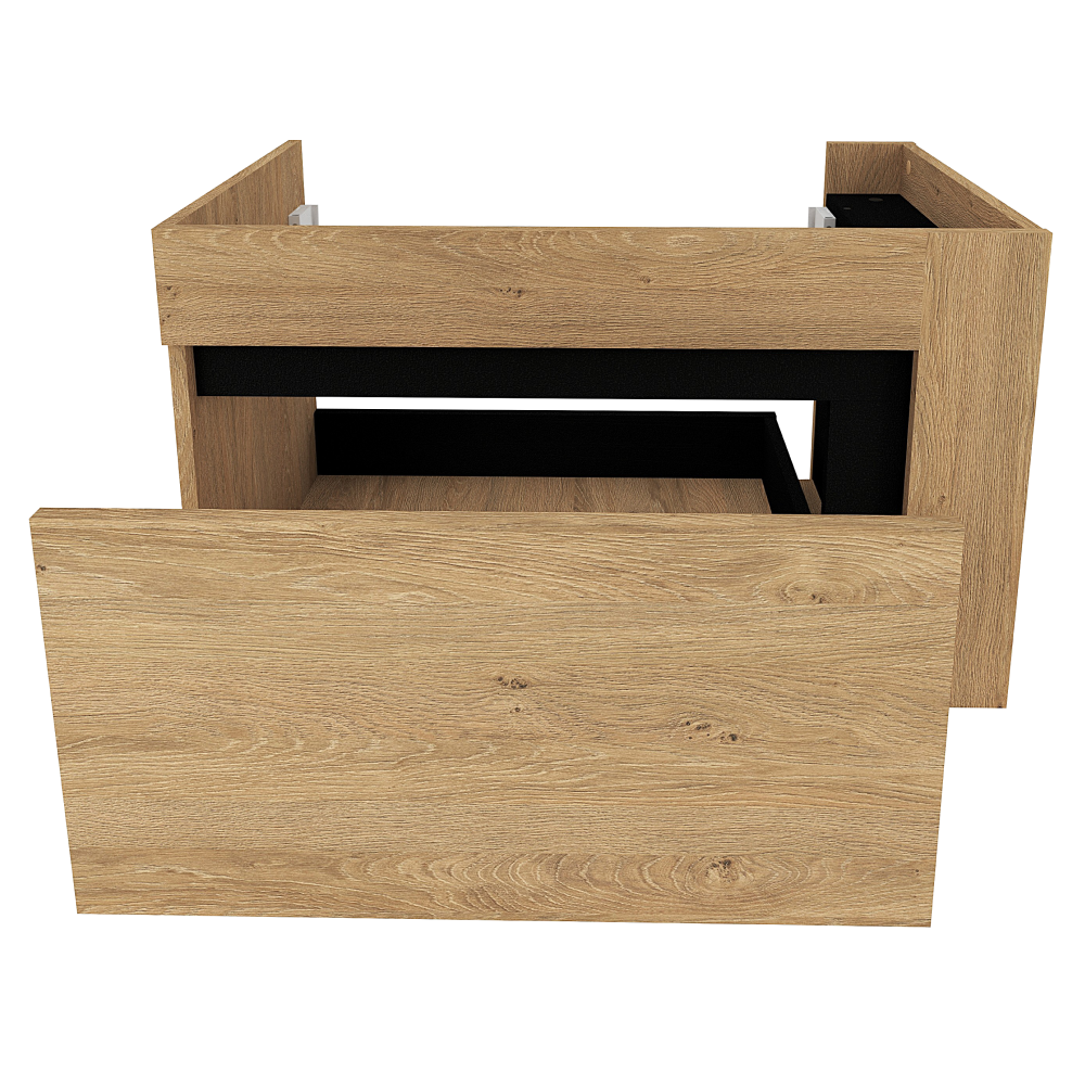 Dulăpior de pus sub chiuvetă UTRERA 80, stejar auriu/negru, 80x45.5x48 cm Kondela