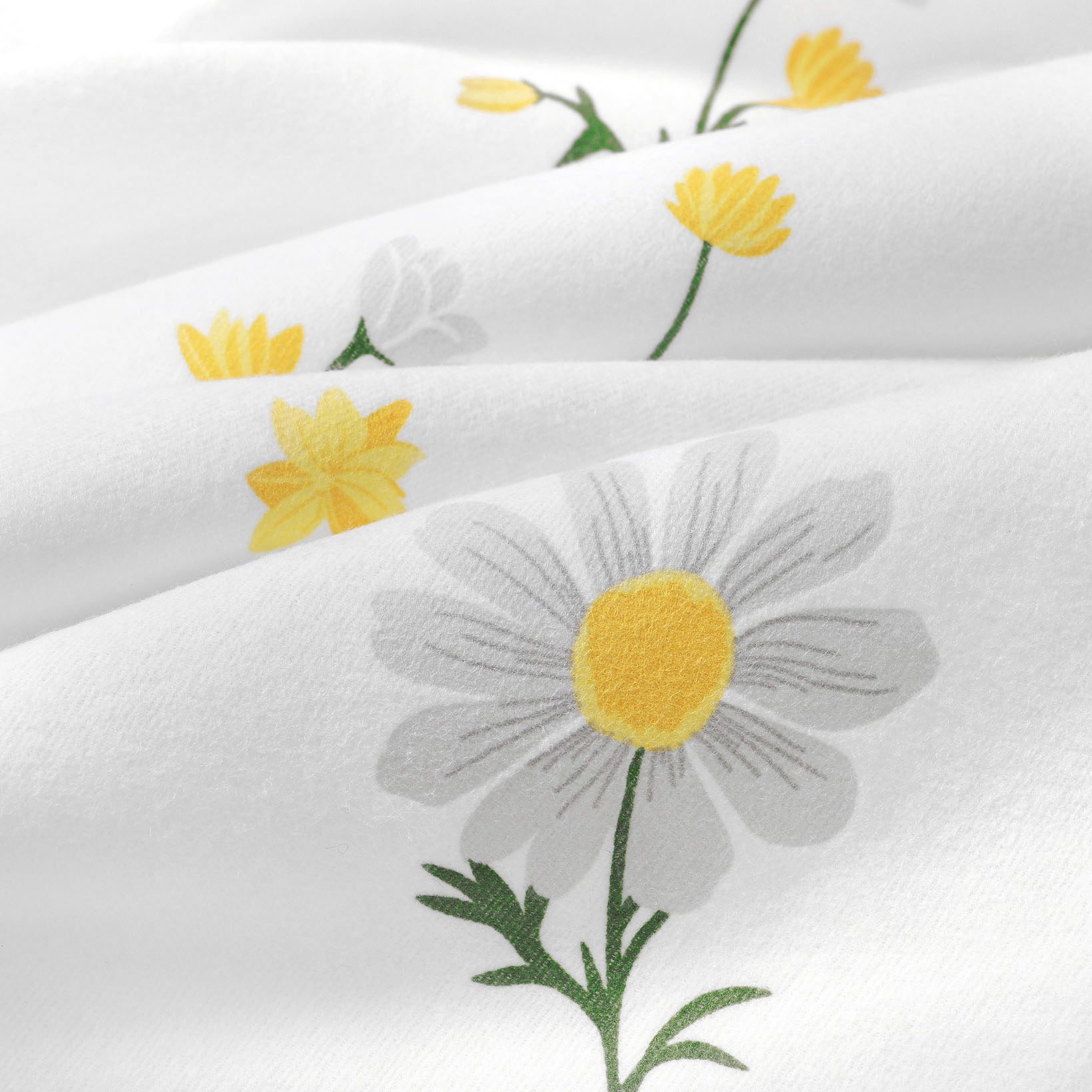 Lenjerie de pat flanel 100% bumbac, Flori de mușețel, 150 g/m², cu fermoar Arboteca