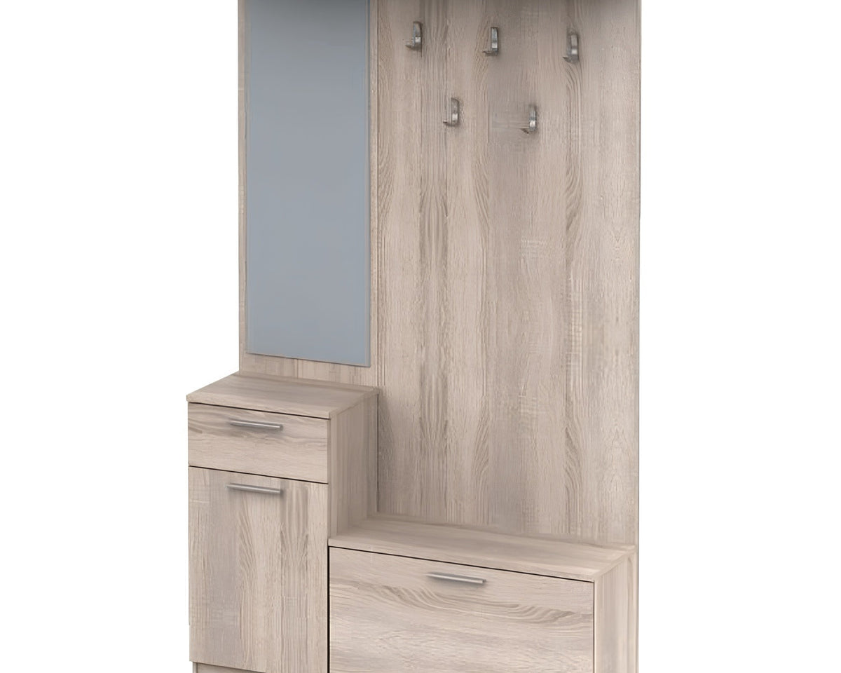 Ansamblu pentru hol, stejar sonoma, 111x30x185.5 cm Kondela