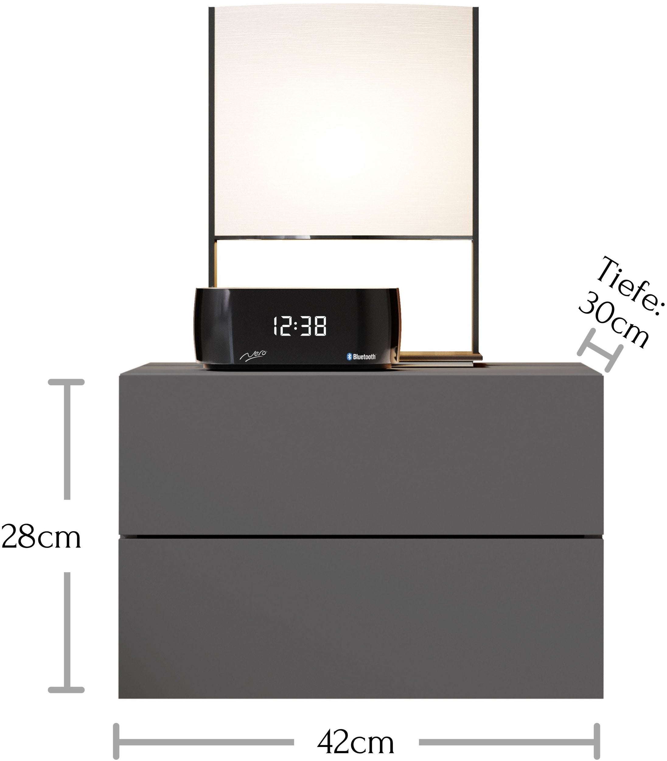Set doua Noptiere Suspendate Cabo , Grafit , 42 cm latime Arboteca