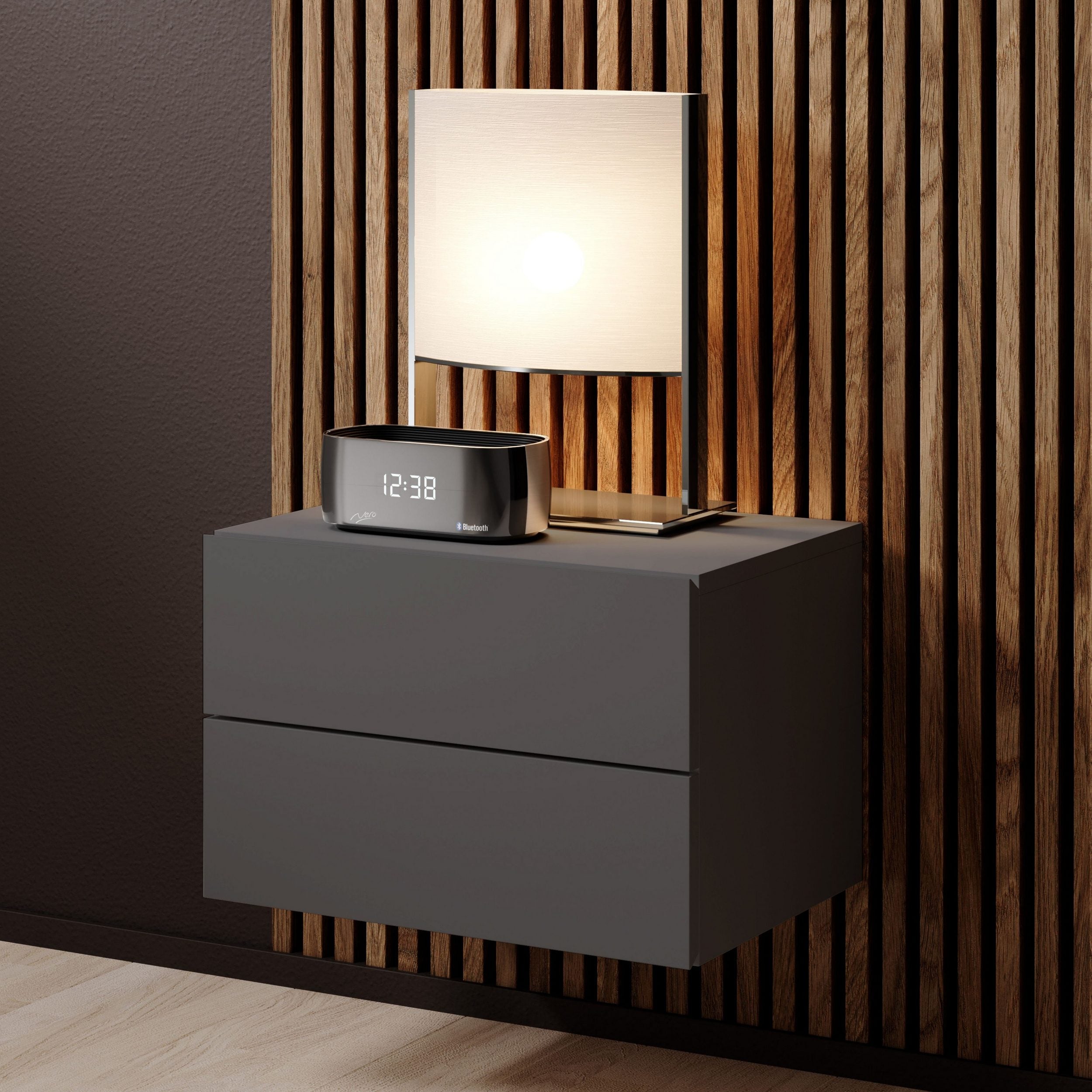 Set doua Noptiere Suspendate Cabo , Grafit , 42 cm latime Arboteca