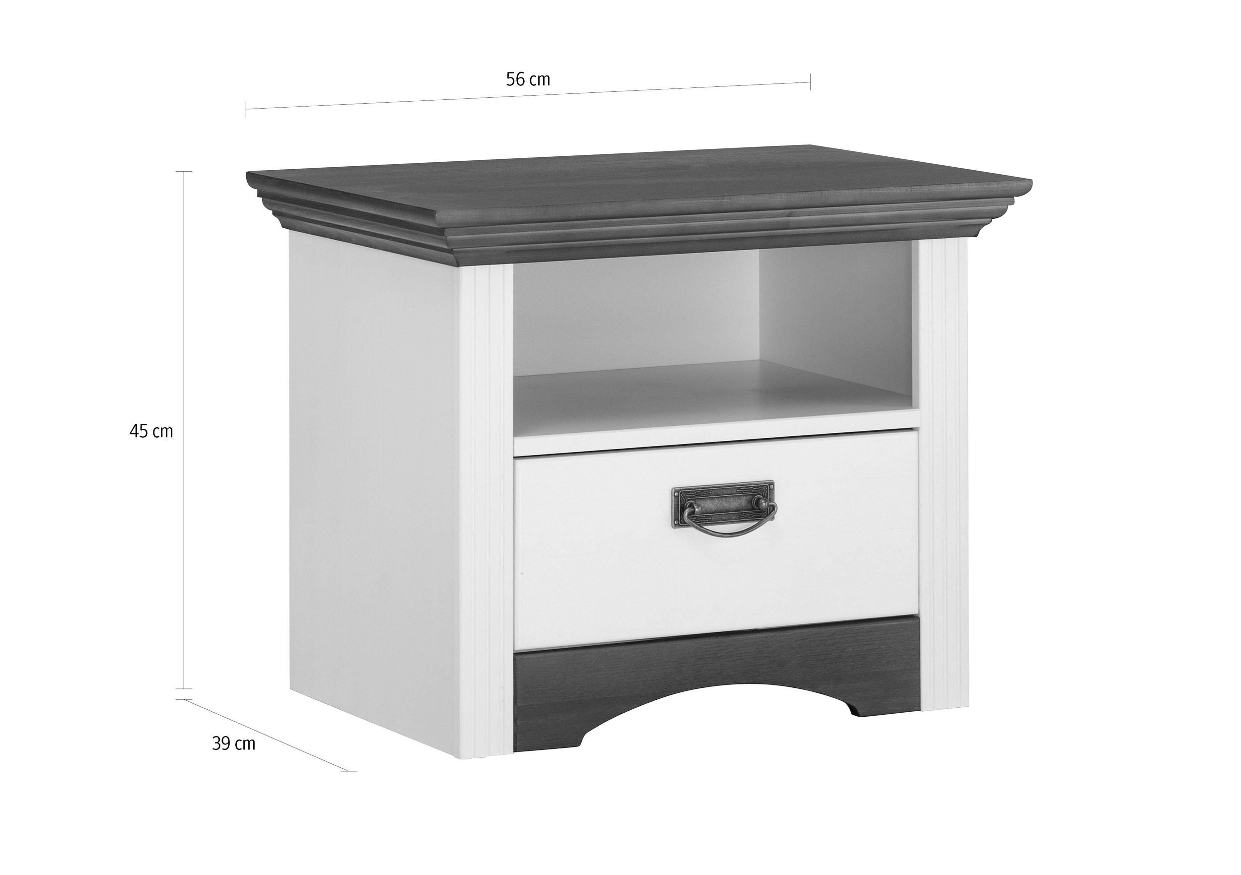 Noptiera Konrad, lemn masiv, Natur, 56 cm latime Arboteca