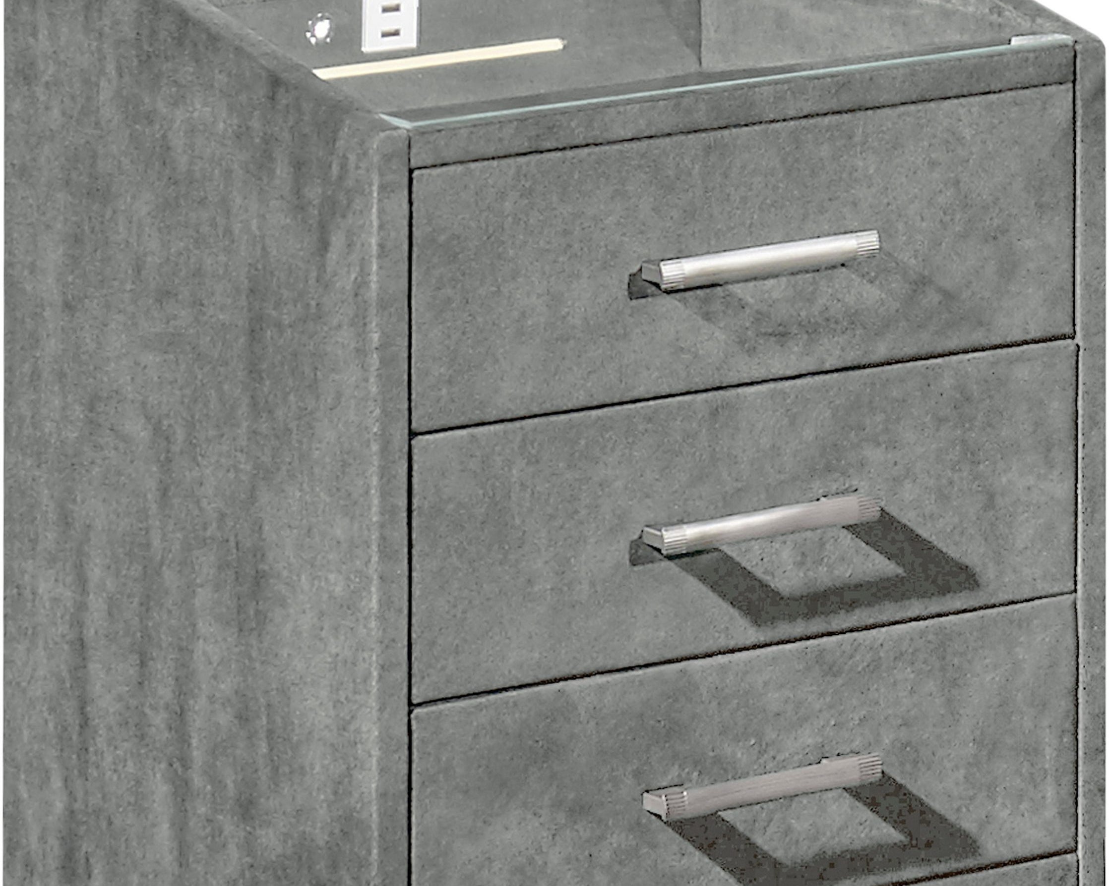 Noptiera Richmond, gri, iluminare LED Arboteca