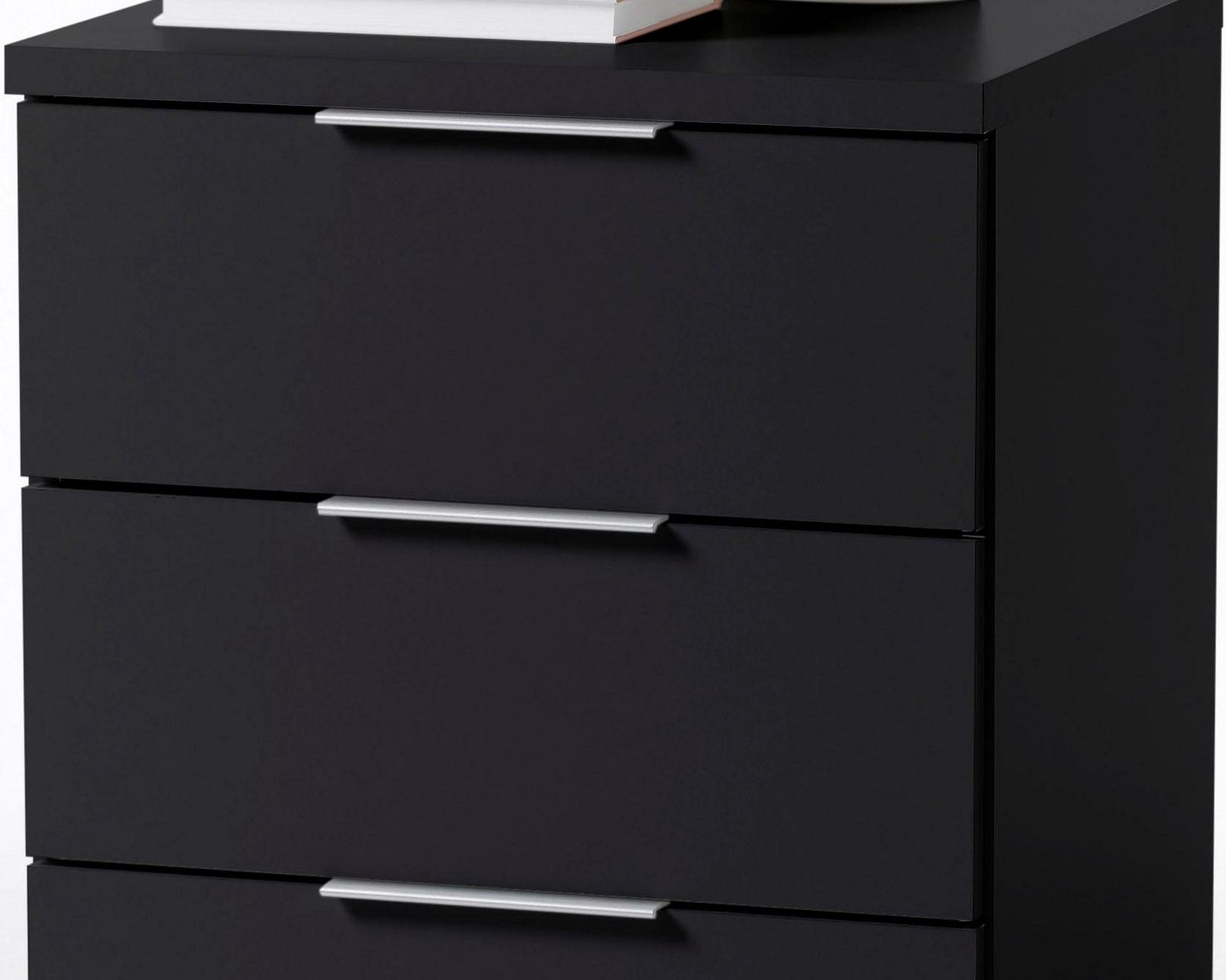 Noptieră cu 3 sertare, negru, 46 cm Arboteca