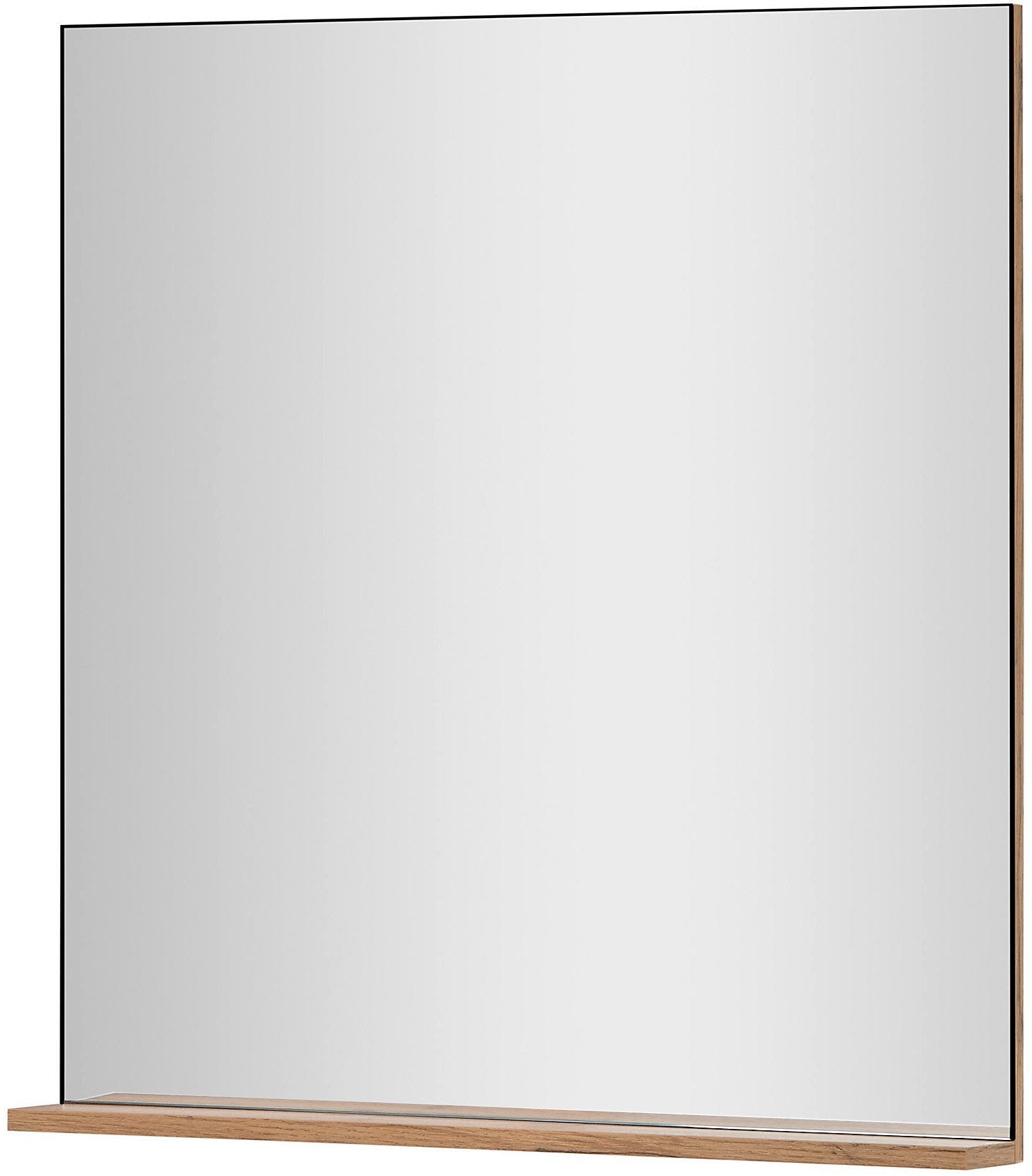 Oglindă Giron, 75x80 cm, cu raft de depozitare, stejar Wotan, design modern Arboteca