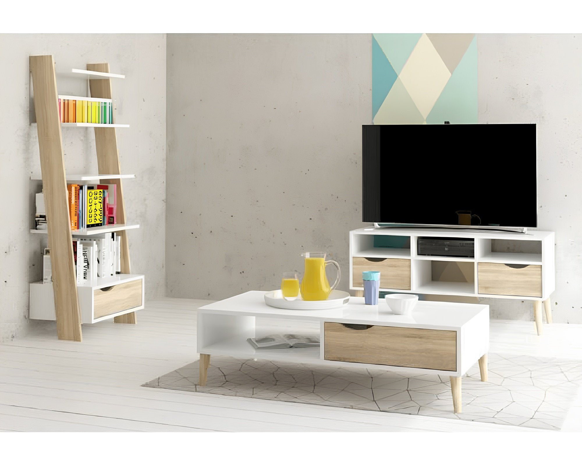 Comodă TV OSLO 75391, stejar sonoma/alb, 2 sertare, 117 cm Kondela
