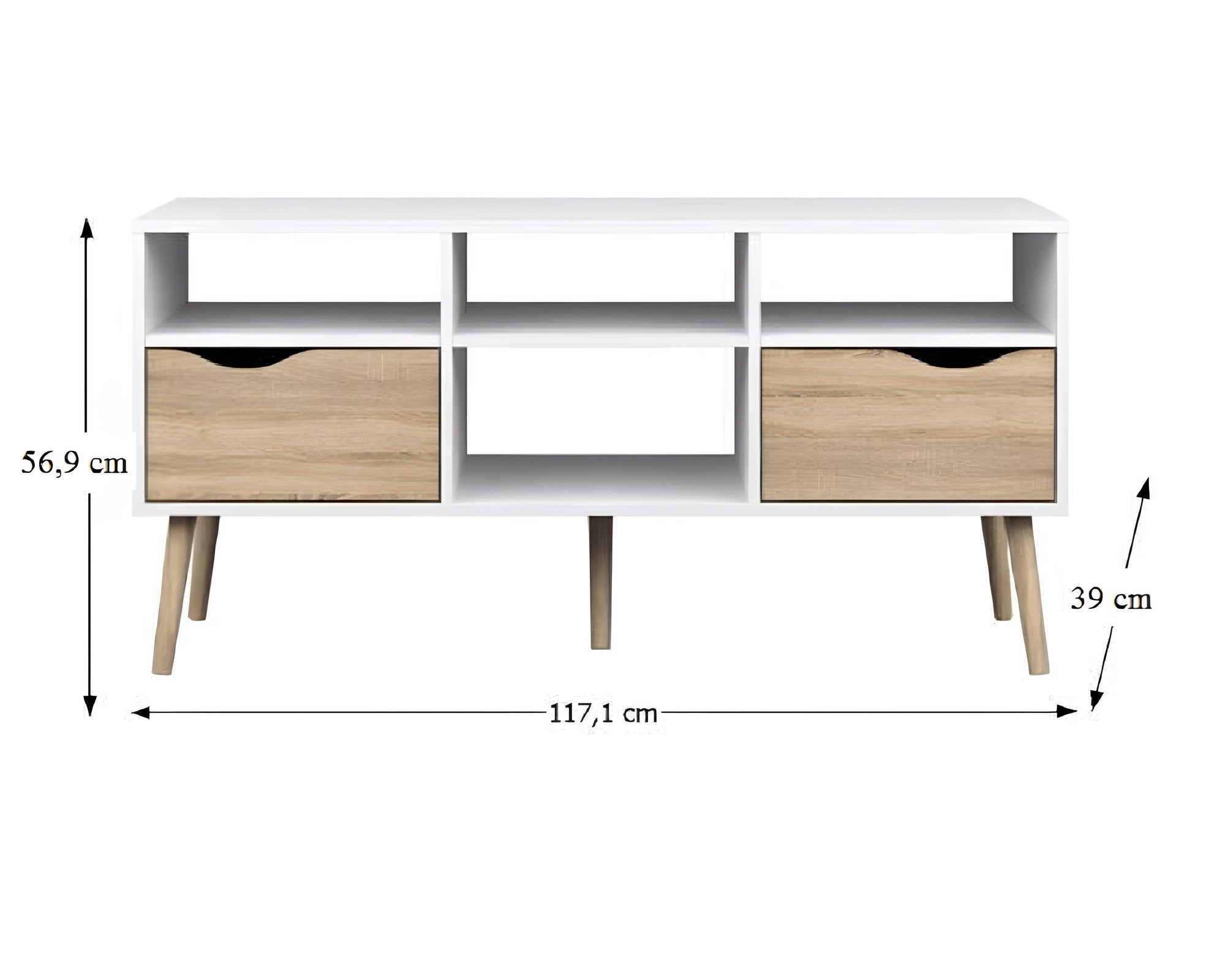 Comodă TV OSLO 75391, stejar sonoma/alb, 2 sertare, 117 cm Kondela