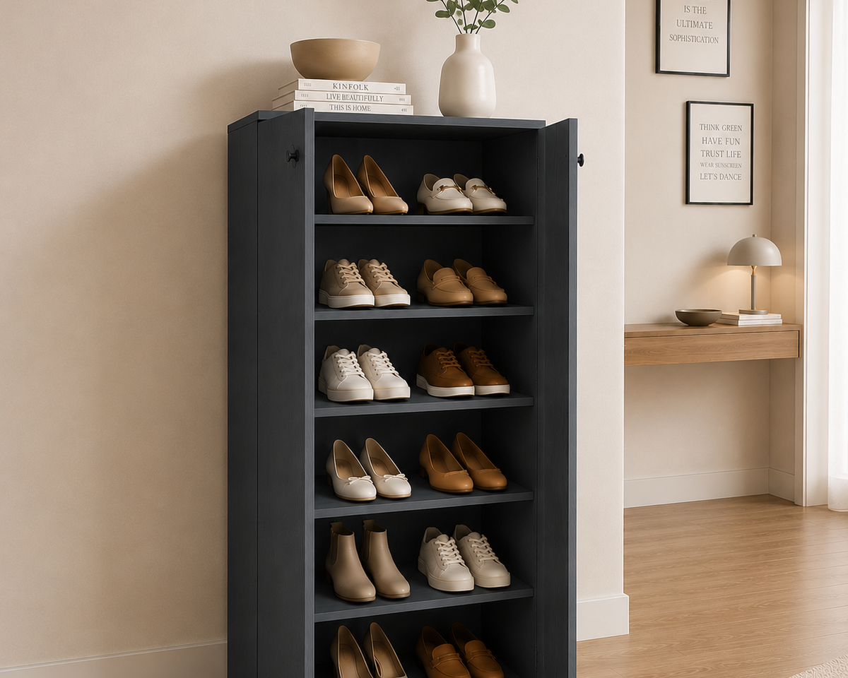 Pantofar PROCIDA antracit cu 2 uși, PAL melaminat, 55x36,5x118,5 cm Arboteca
