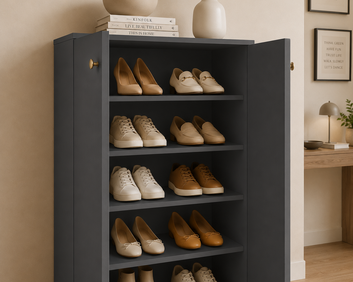 Pantofar PROCIDA antracit cu 2 uși, PAL melaminat, 55x36,5x118,5 cm Arboteca