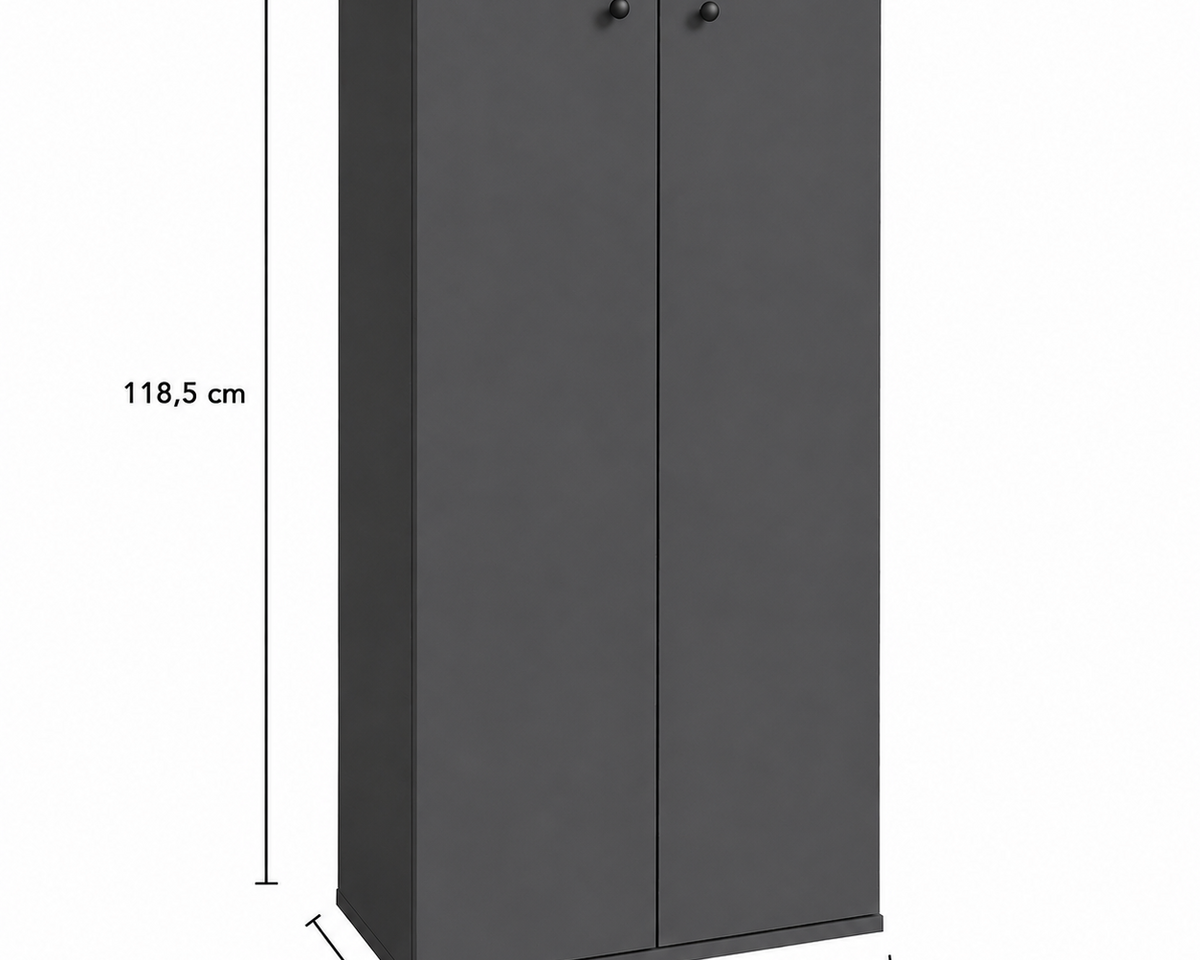 Pantofar PROCIDA antracit cu 2 uși, PAL melaminat, 55x36,5x118,5 cm Arboteca