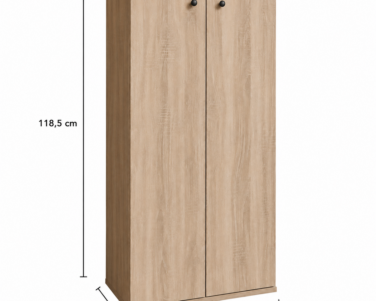 Pantofar PROCIDA sonoma cu 2 uși, PAL melaminat, 55x36,5x118,5 cm Arboteca