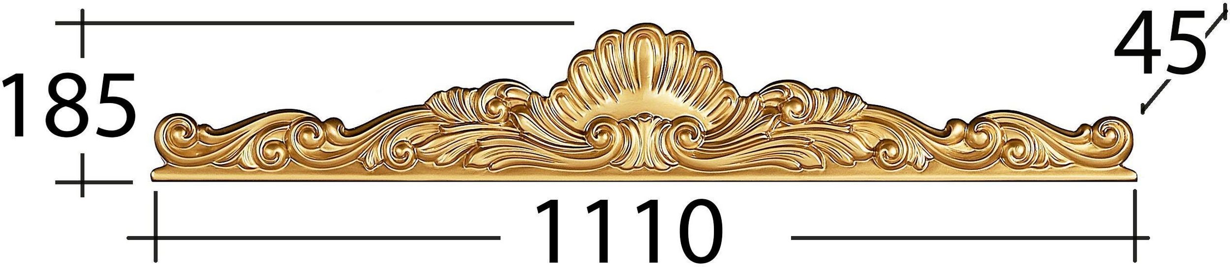 Element decorativ pentru dulap Alice din poliuretan, auriu, 111 cm latime Arboteca