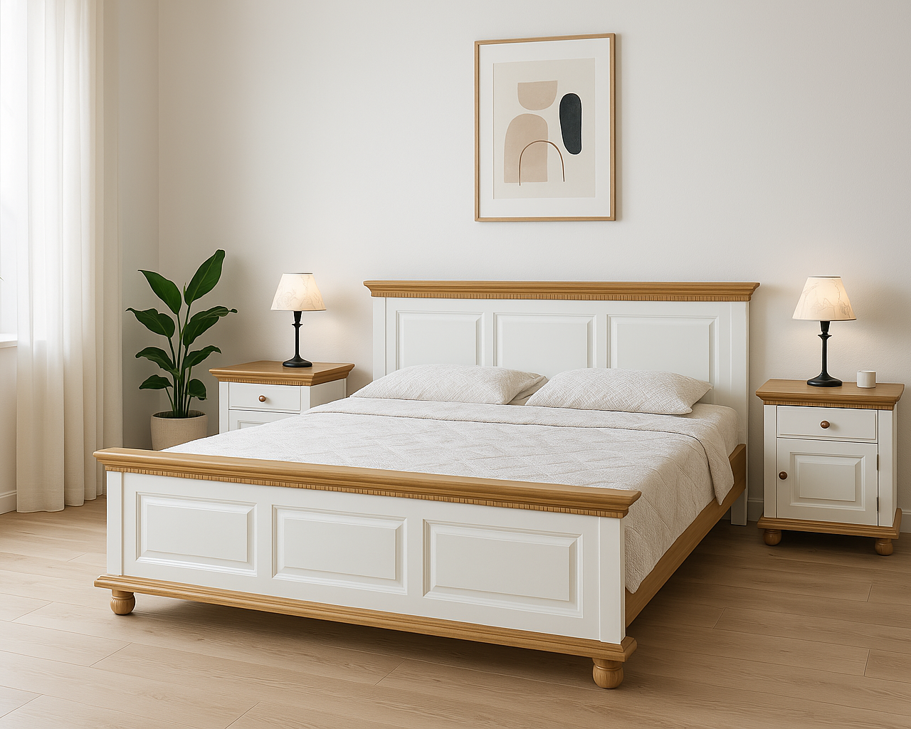 Pat Bavaria Lemn Masiv, Alb/Natur 140x200 Arboteca