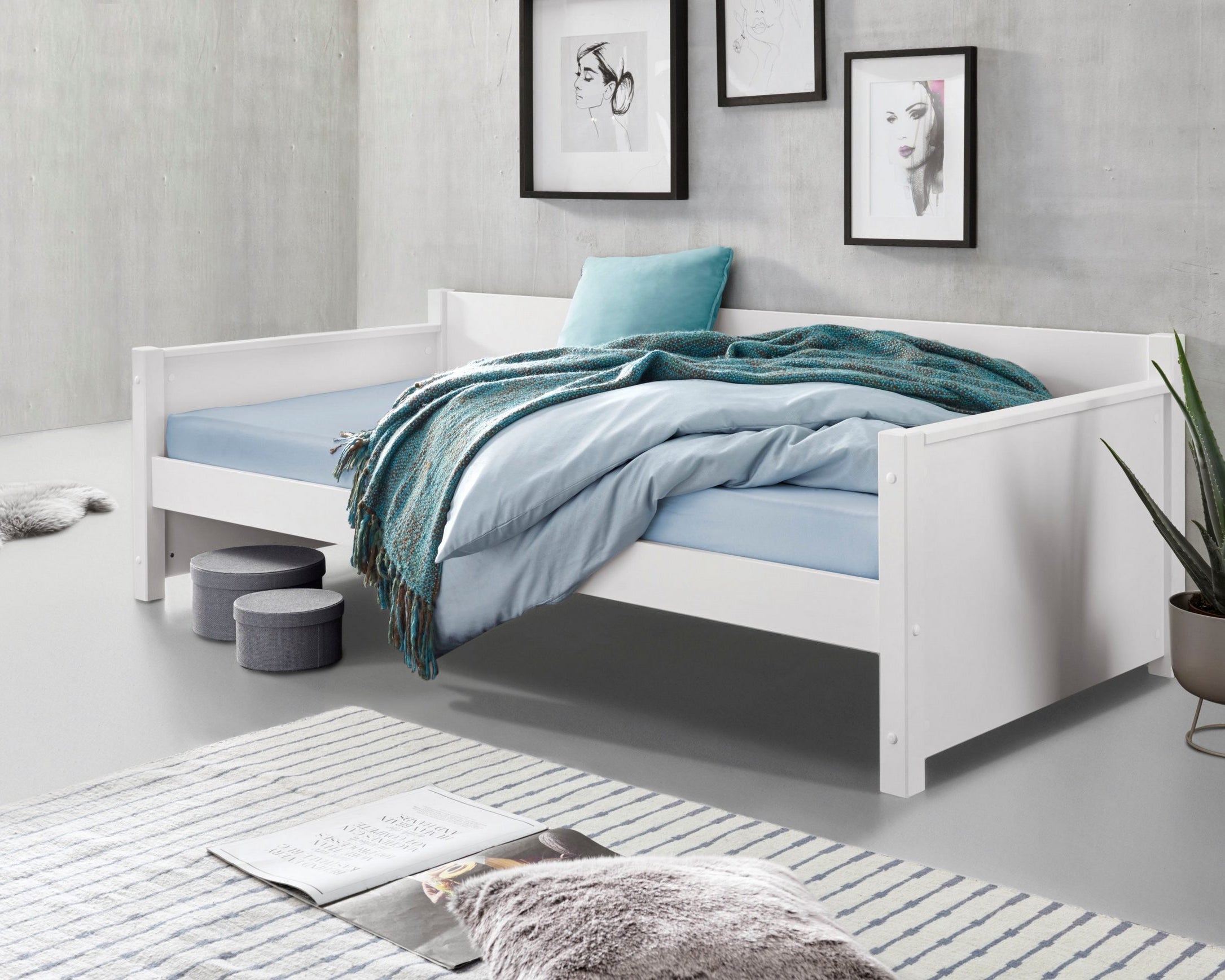 Pat Tipo , 90 x 200 cm , Lemn Masiv , Alb Arboteca