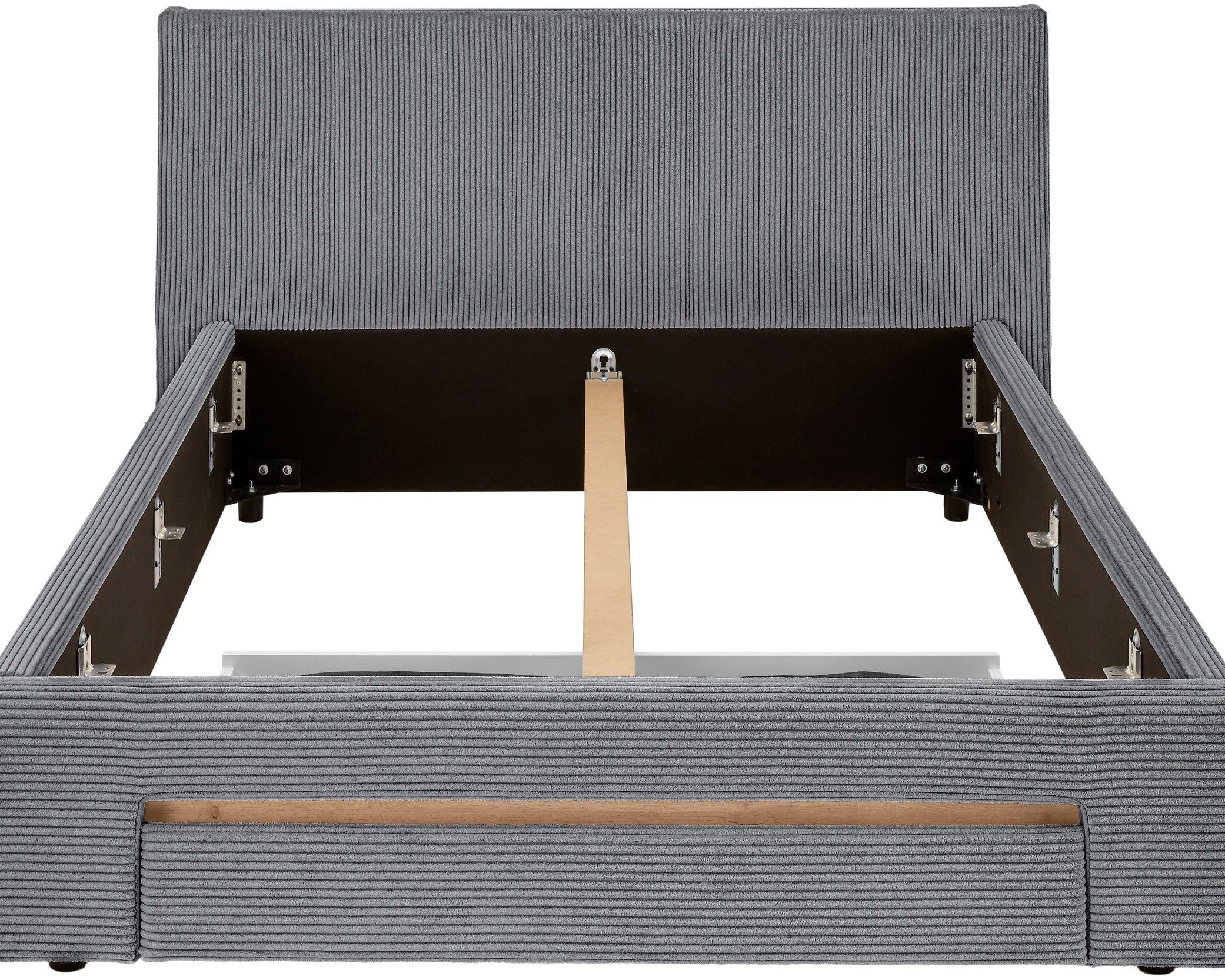 Pat tapițat CiTY/GiRON, 170x220 cm, antracit, PAL melaminat, tăblie cu raft, sertar depozitare Arboteca