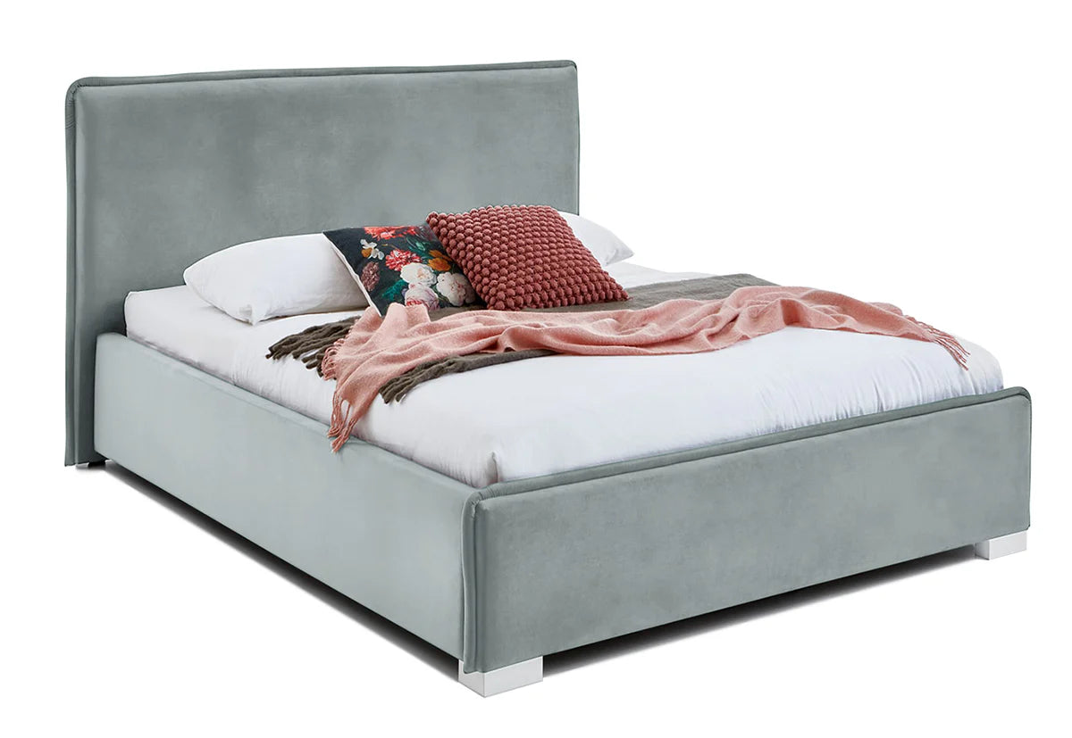 Pat tapitat Kalia cu somiera rabatabila si lada de depozitare Verde Menta Arboteca