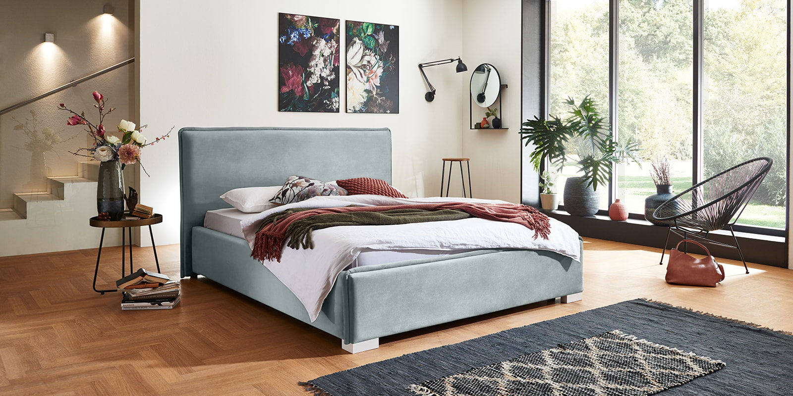 Pat Tapitat Nice, cu Lada Rabatabil, Velur-Verde-Smarald, Prestigehome.ro, Prestige, #Color_swing-menta