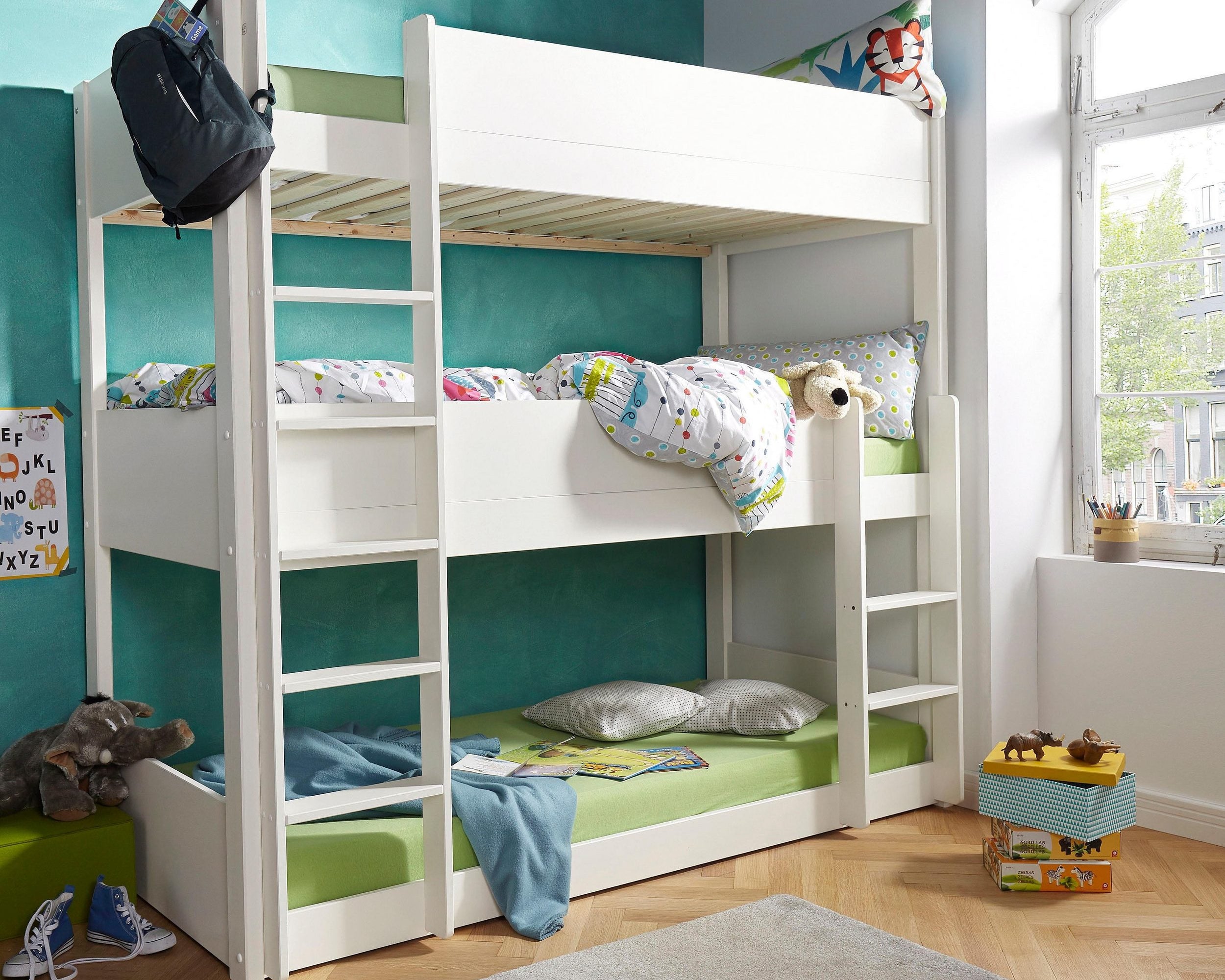 Pat etajat cu trei locuri Tipo , Alb Arboteca