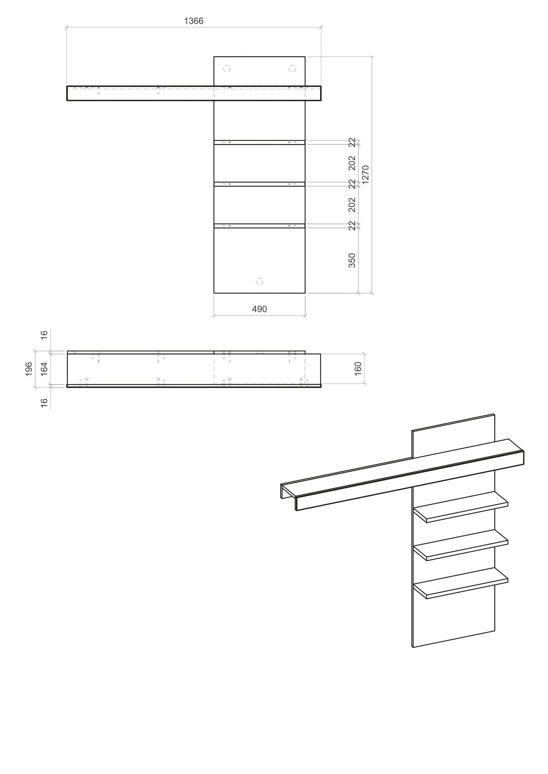 Polita Csablanca, 137 cm latime Arboteca