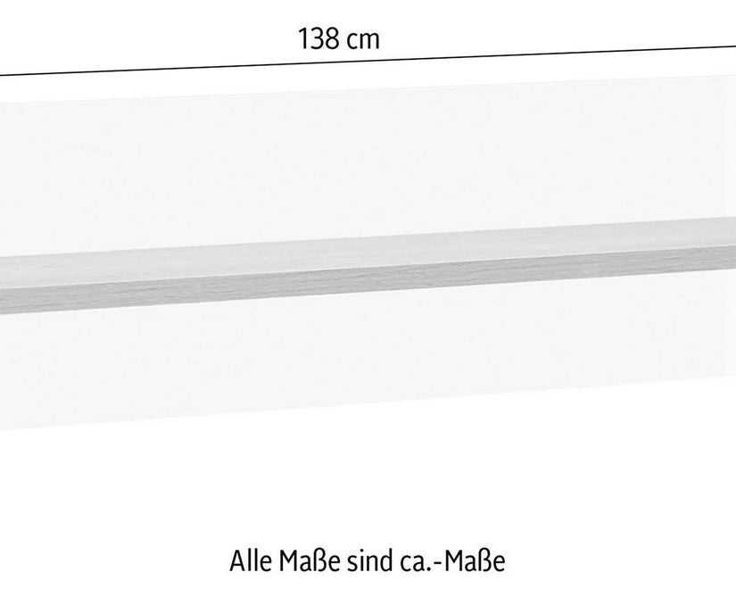 Poliță de perete Clair, alb lucios / natur, 138 cm Arboteca