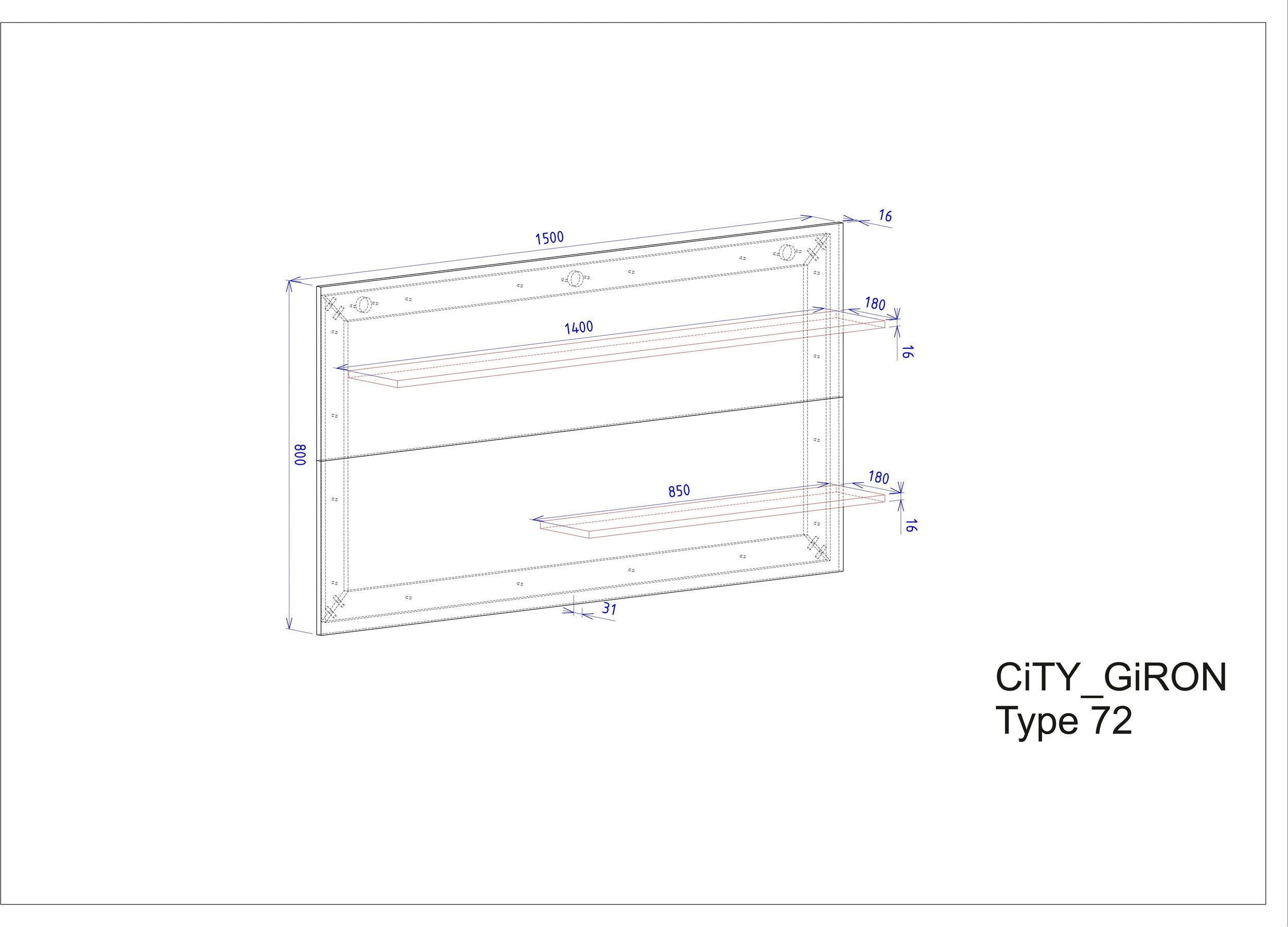 Polita Giron, Alb, 150 cm latime Arboteca