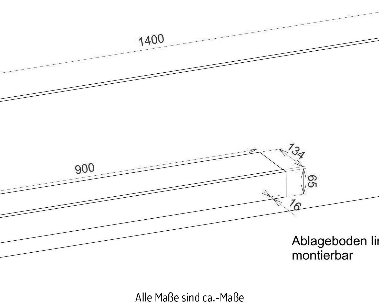 Poliță de perete Giron, gri-natur, 140 cm Arboteca