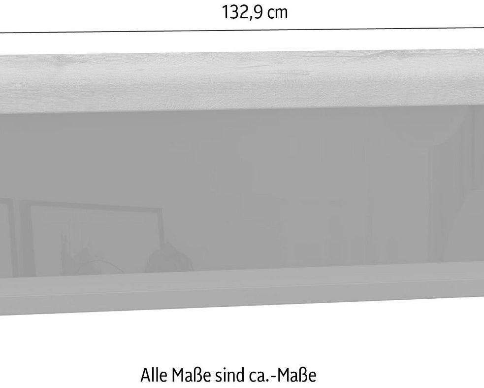 Poliță de perete Savona, negru lucios, 133 cm Arboteca