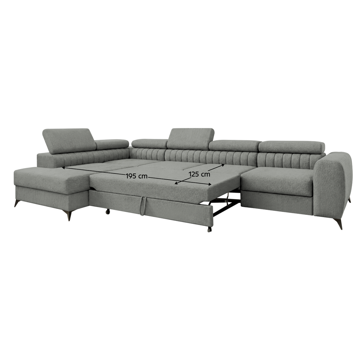 Set canapea de colț CORFU MAXI, gri, pe stânga, 340x205x73 cm Kondela