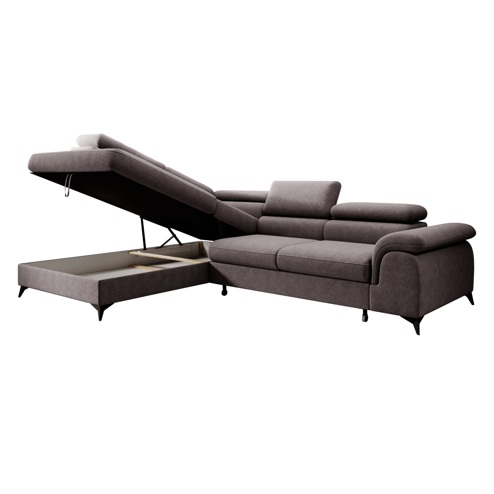 Canapea extensibilă TERNI, gri-maro, pe stânga, 275x205x75 cm Kondela