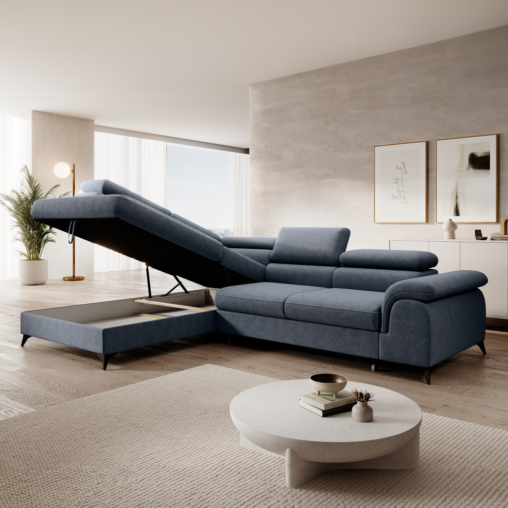 Set canapea extensibilă TERNI, gri, pe stânga, 275x205x75 cm Kondela