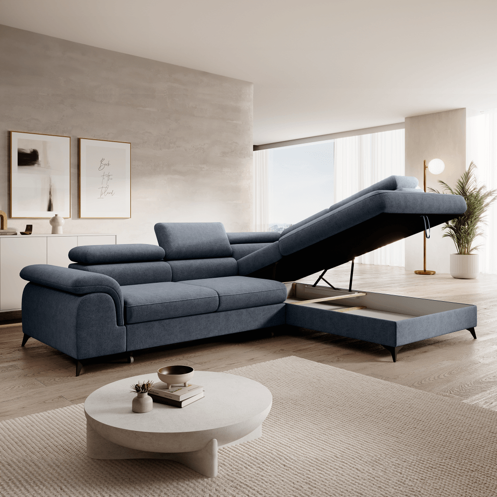 Set canapea extensibilă TERNI, gri, pe dreapta, 275x205x75 cm Kondela