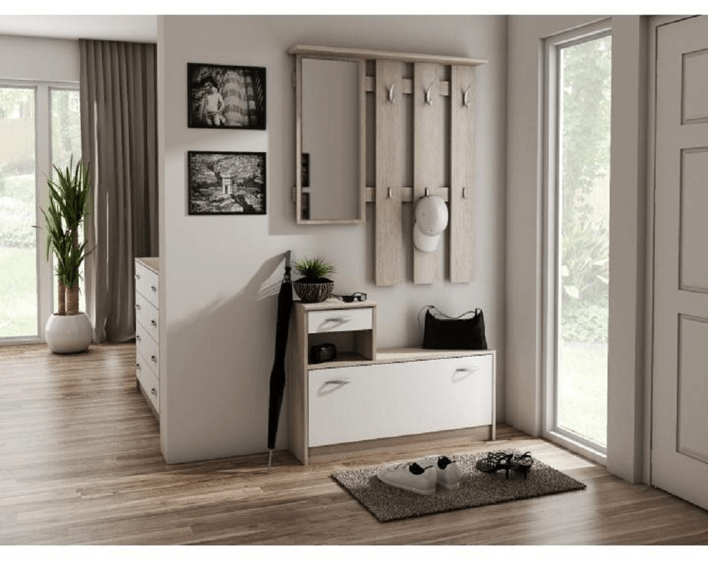 Set mobilier hol VONITSA, stejar sonoma/albă Kondela