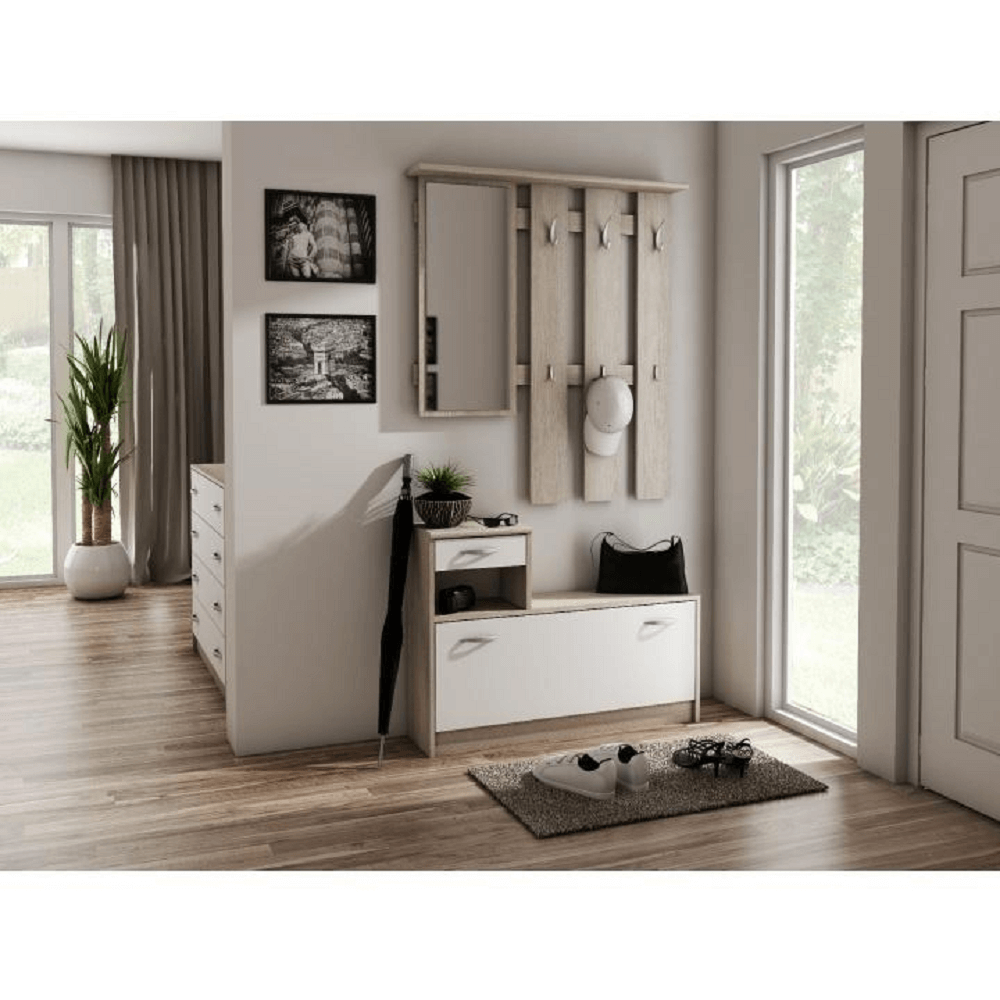 Set mobilier hol VONITSA, stejar sonoma/albă Kondela